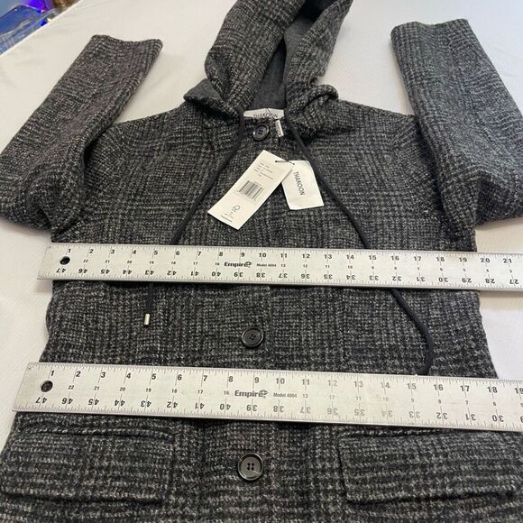 NWT THAKOON Addition Wool Blend Gray Melange Hooded Blazer Coat Jacket Size M - Picture 3 of 10